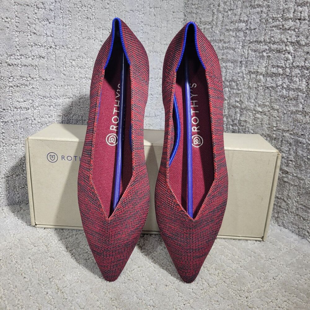Rothys The Point Crimson Heather Pointed Toe Slip on Shoes Womens Multiple Sizes